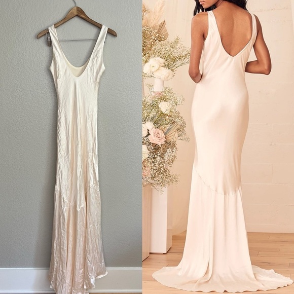 Love All of Me Champagne Satin Maxi Dress - Picture 3 of 8